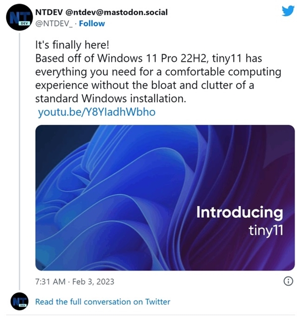 Tiny11 Builder打造極致精簡版Win11：2GB內(nèi)存就能跑流暢  Win11 第1張